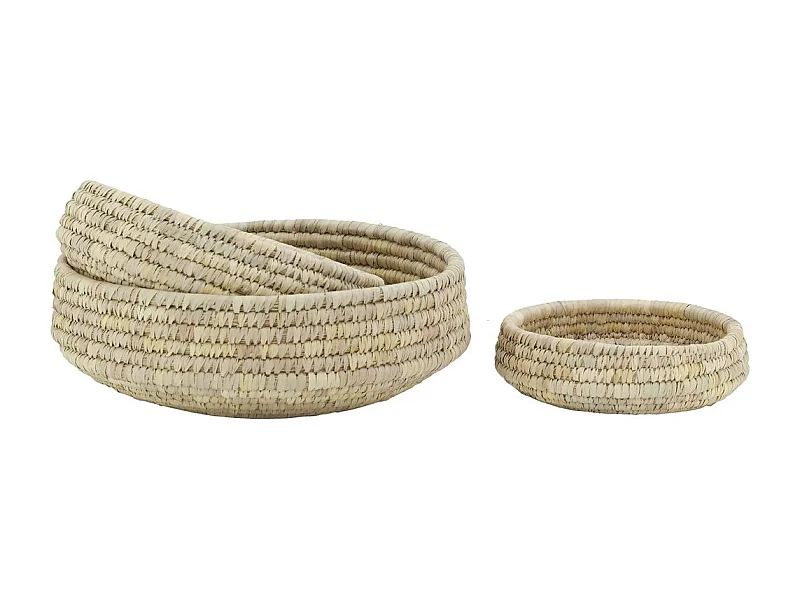 Corbeilles rondes en jonc naturel (Lot de 3)