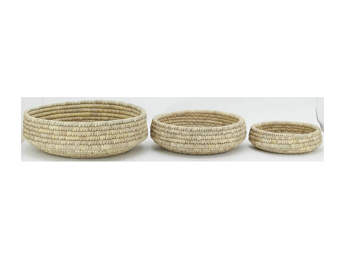 Corbeilles rondes en jonc naturel (Lot de 3)