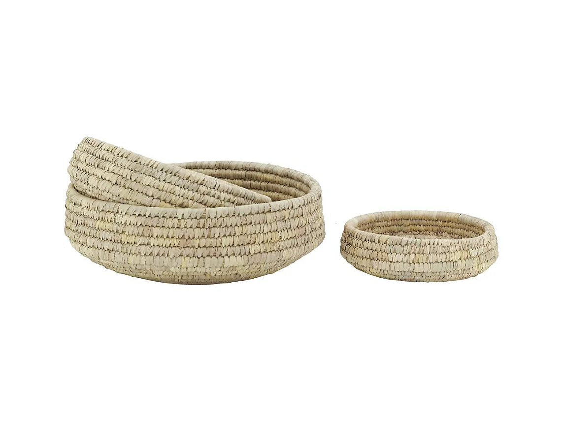Corbeilles rondes en jonc naturel (Lot de 3)