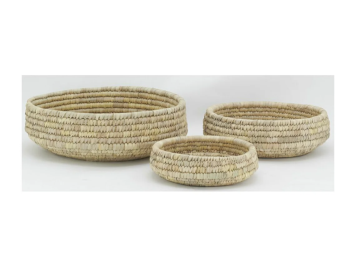 Corbeilles rondes en jonc naturel (Lot de 3)