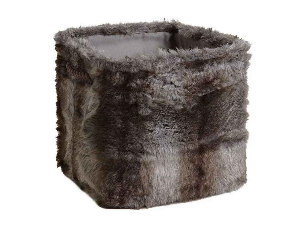 Corbeille de rangement carrée imitation fourrure (Lot de 3)