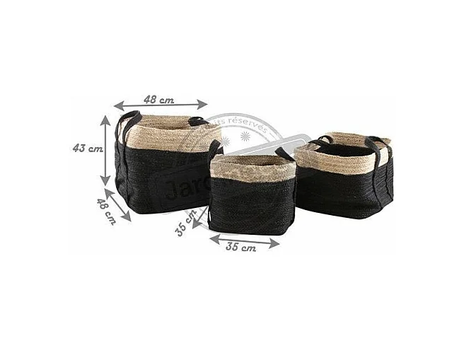 Corbeilles de rangement carrées en jute (Lot de 3)