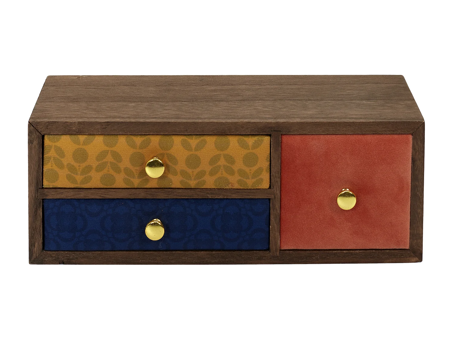 Rangement 3 Tiroirs Velours Jaune, Noir, Orange