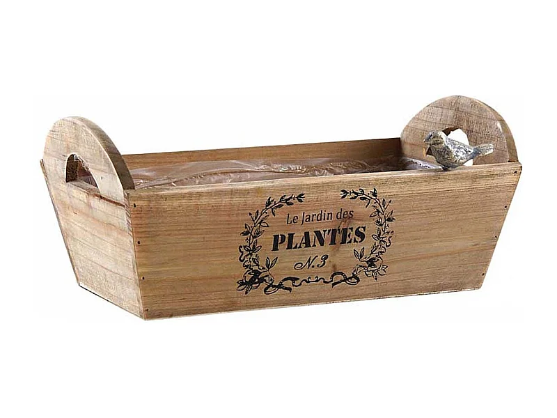 Corbeille rectangulaire en bois teinté Le jardin des plantes