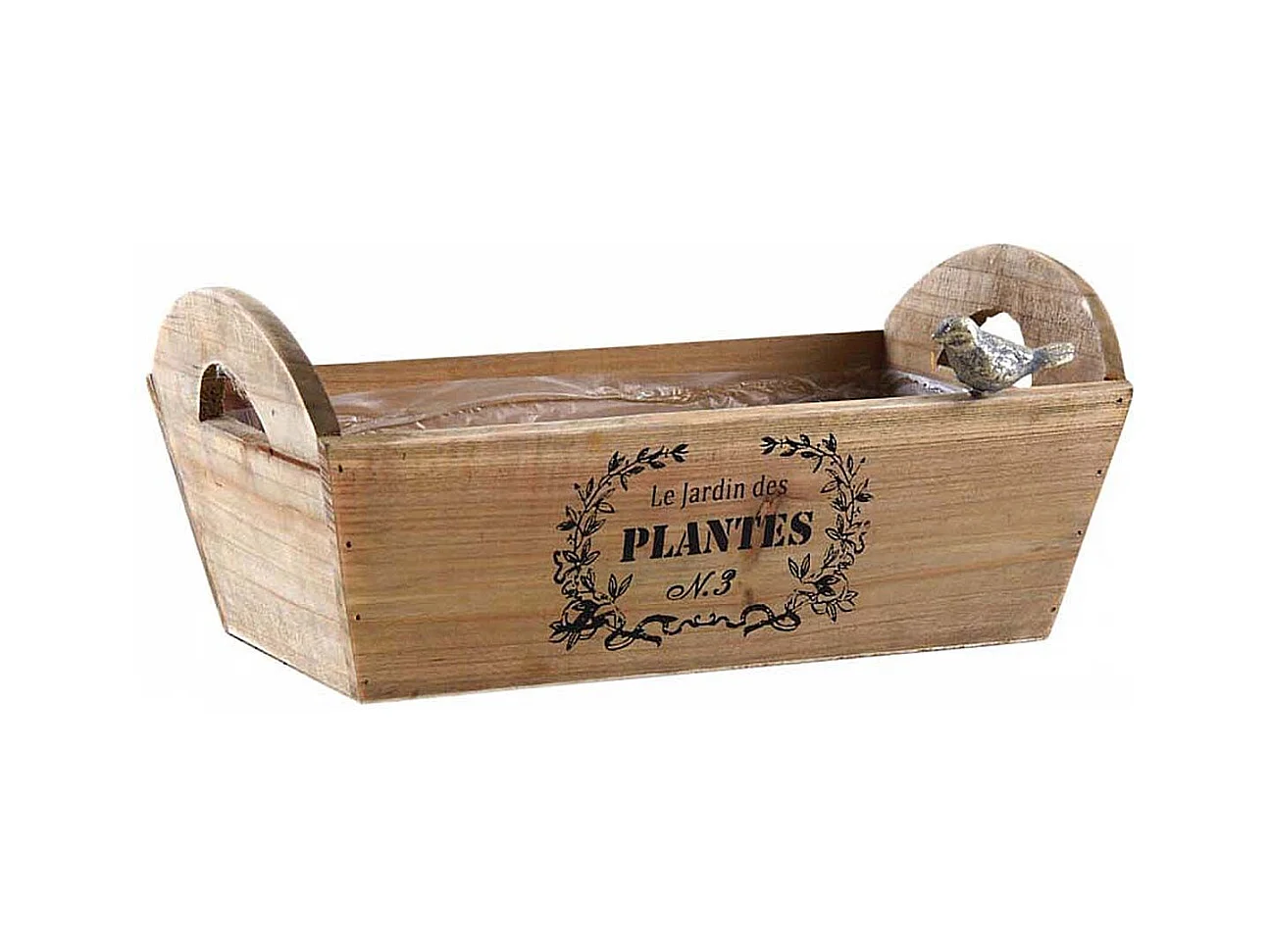 Corbeille rectangulaire en bois teinté Le jardin des plantes