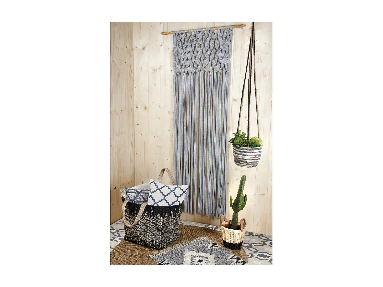 Sac de rangement en jute et cuir