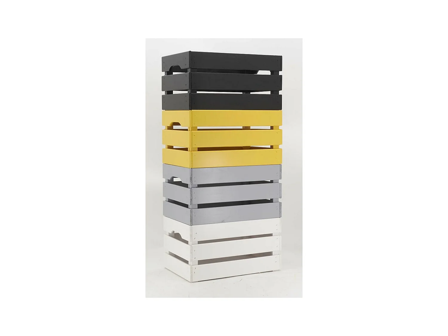 Caisse de rangement en pin grand modèle 46 x 31 x 25 cm Gris