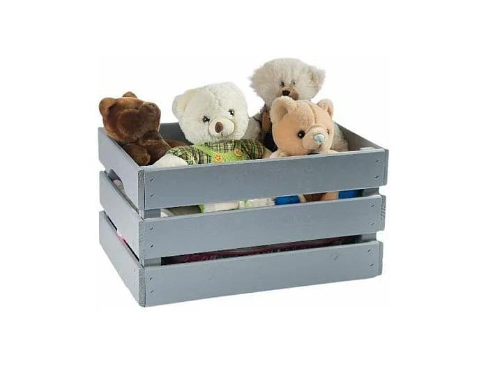 Caisse de rangement en pin grand modèle 46 x 31 x 25 cm Gris