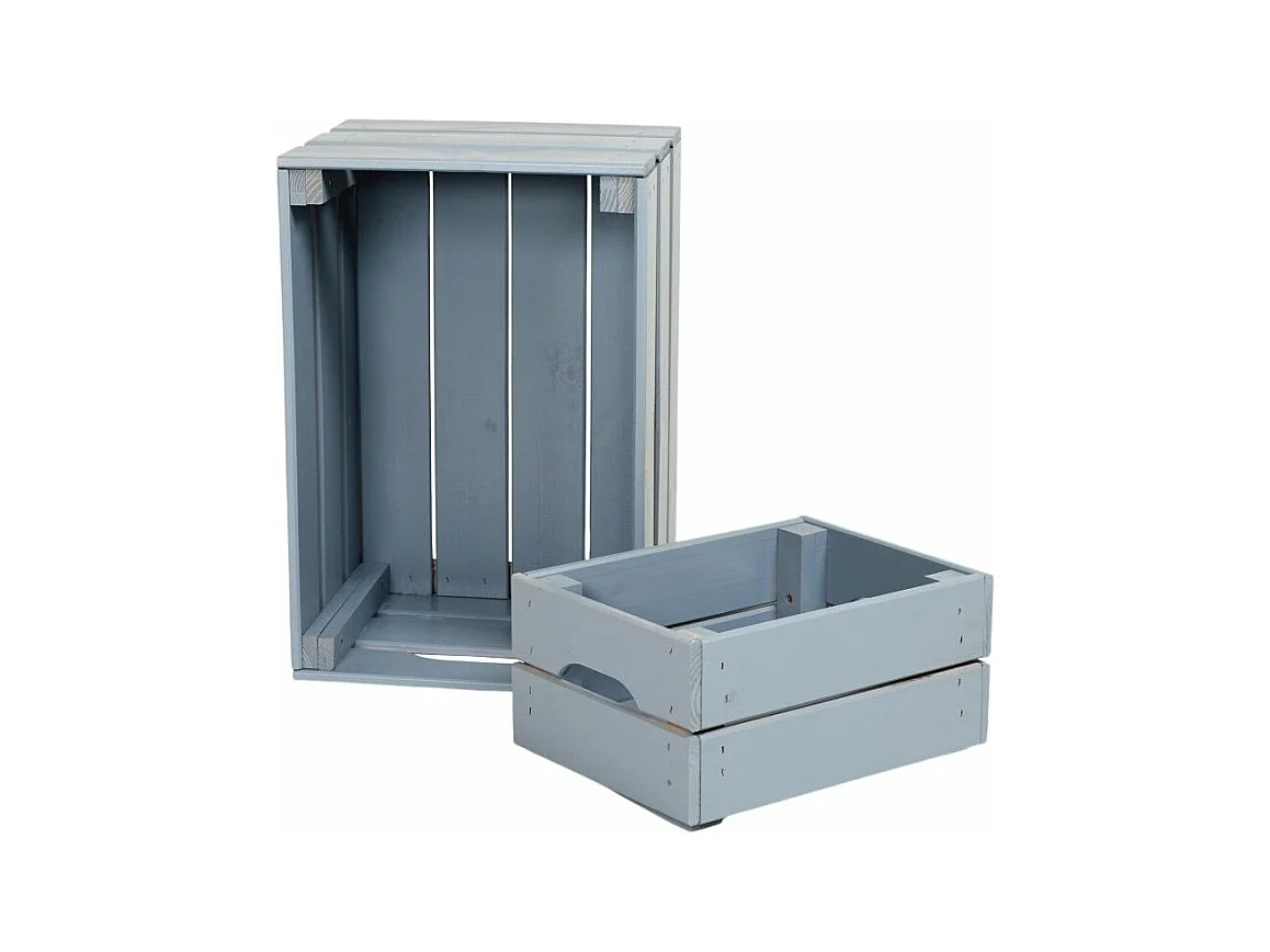 Caisse de rangement en pin grand modèle 46 x 31 x 25 cm Gris
