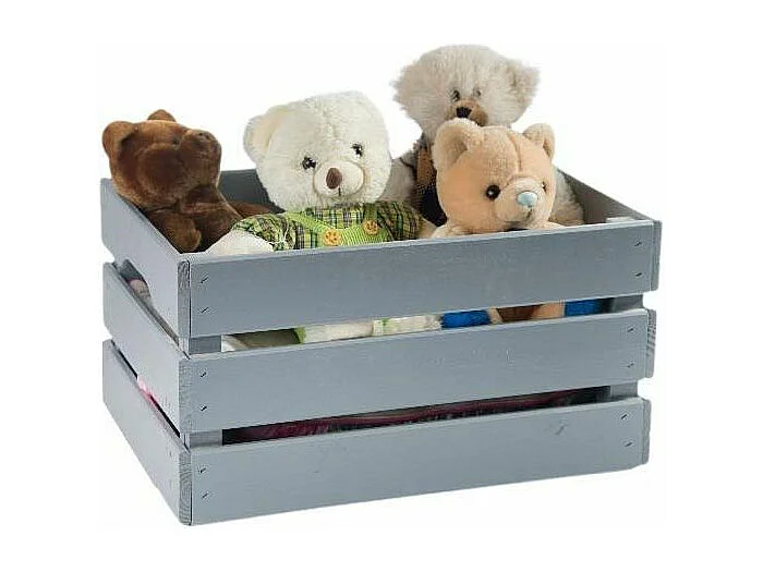 Caisse de rangement en pin grand modèle 46 x 31 x 25 cm Gris