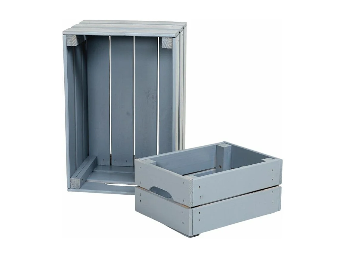 Caisse de rangement en pin grand modèle 46 x 31 x 25 cm Gris