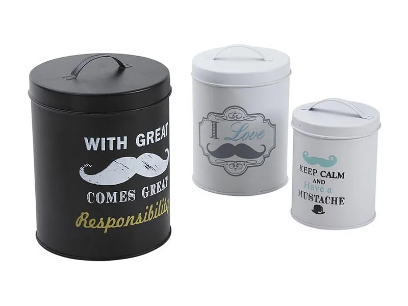 Boite ronde de rangement Moustache (Lot de 3)