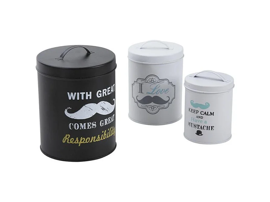 Boite ronde de rangement Moustache (Lot de 3)