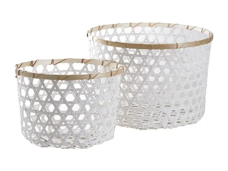 Corbeille de rangement en bambou ajourée (Lot de 2)