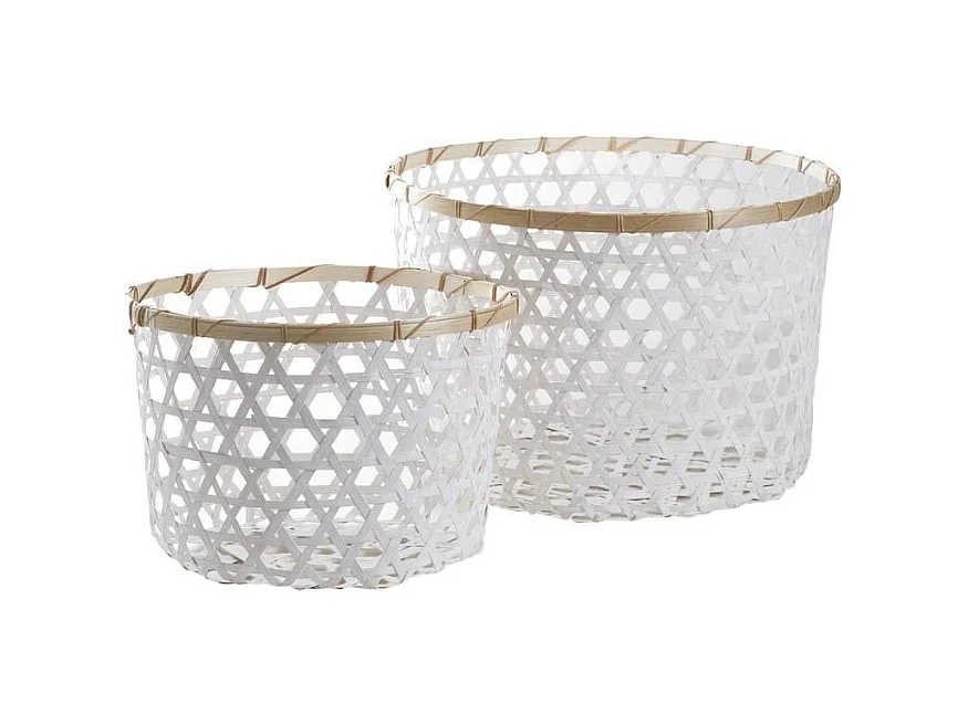 Corbeille de rangement en bambou ajourée (Lot de 2)