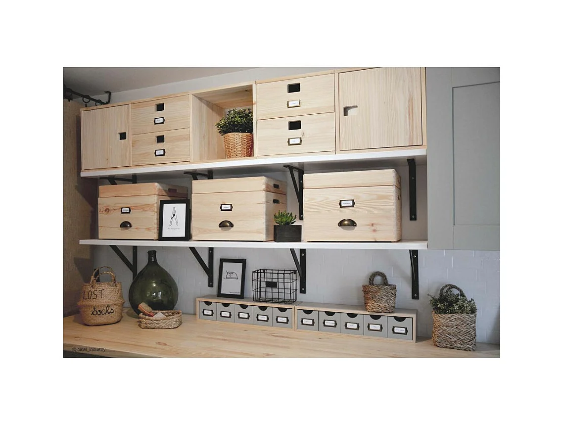 Ordnungskiste aus massivem Kiefernholz mit Deckel