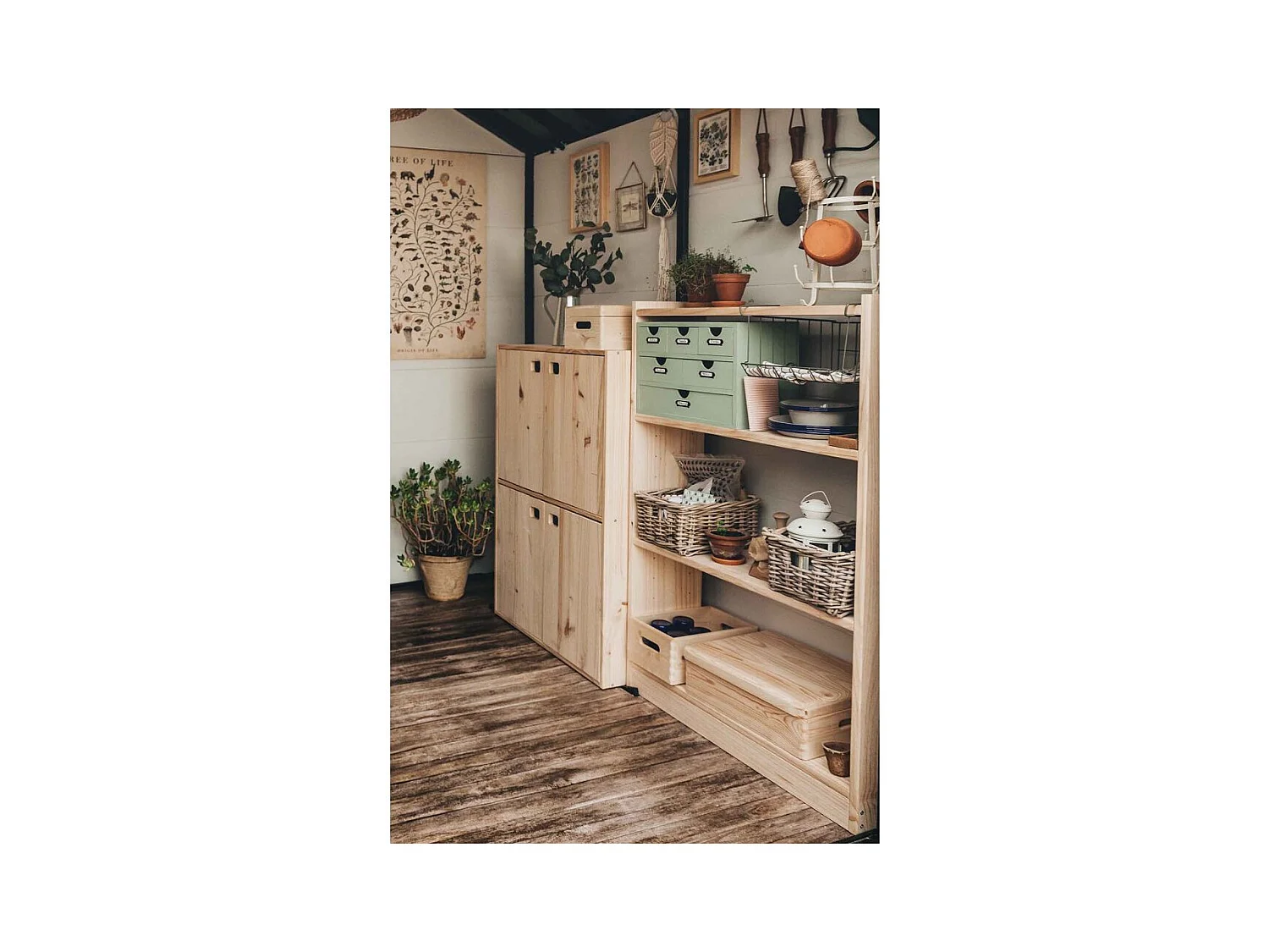 Ordnungskiste aus massivem Kiefernholz mit Deckel