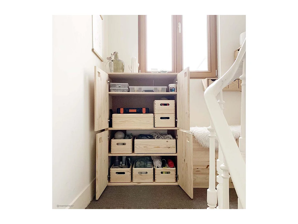 Ordnungskiste aus massivem Kiefernholz mit Deckel