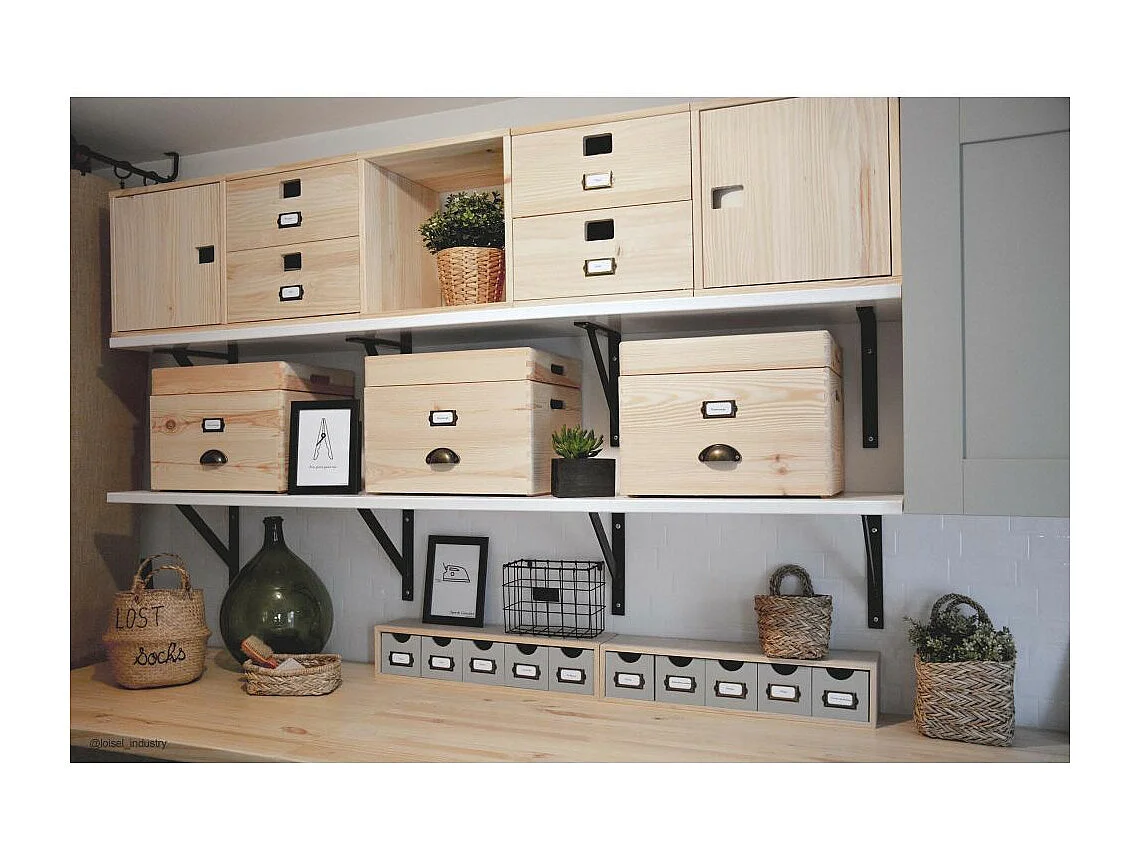 Ordnungskiste aus massivem Kiefernholz mit Deckel