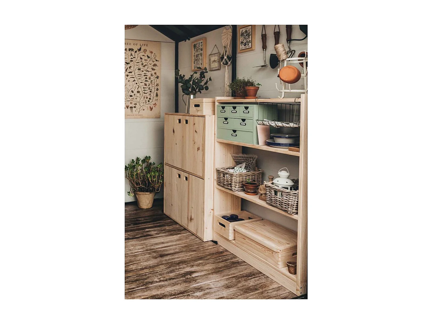 Ordnungskiste aus massivem Kiefernholz mit Deckel