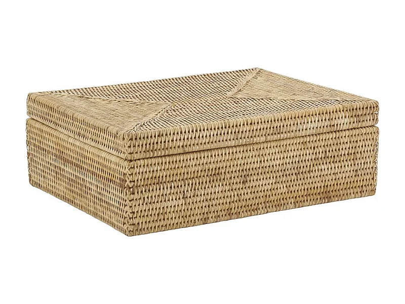 Coffret rectangulaire en rotin naturel