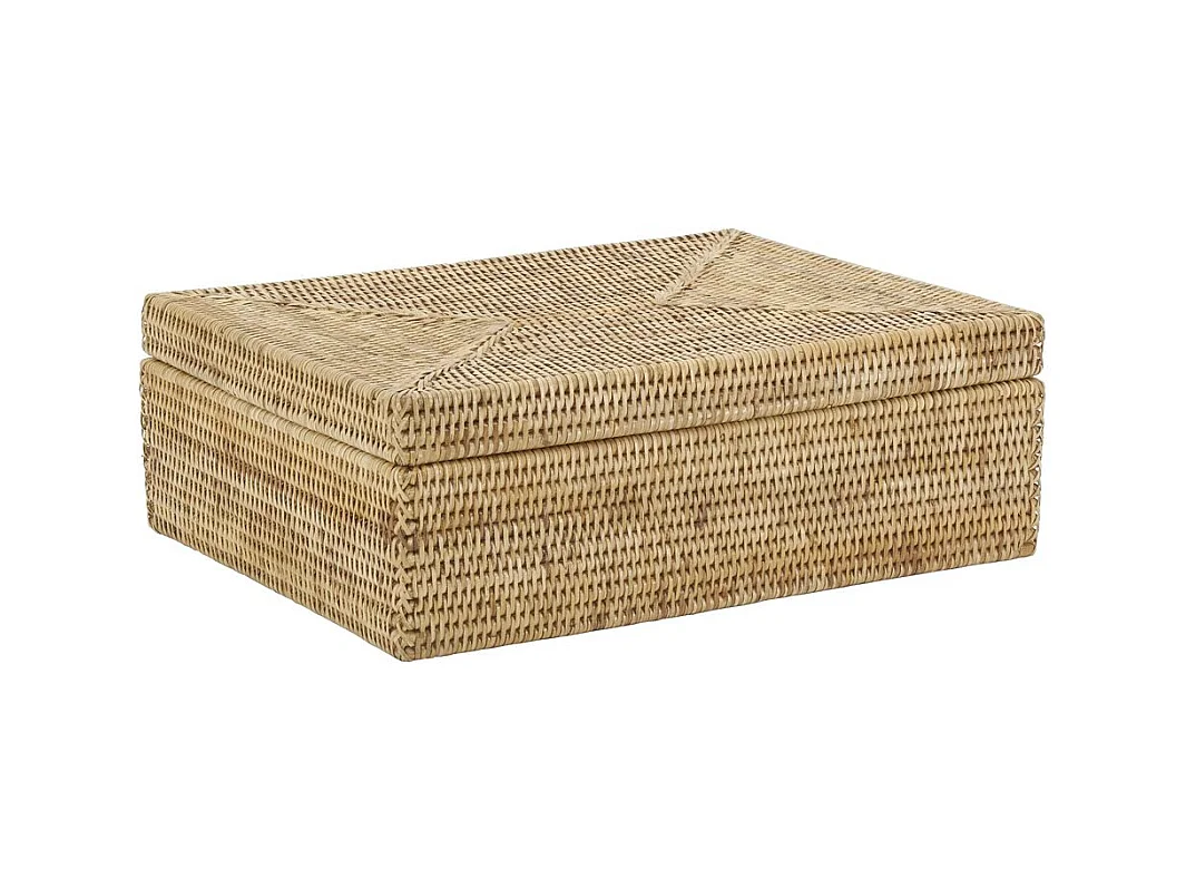 Coffret rectangulaire en rotin naturel