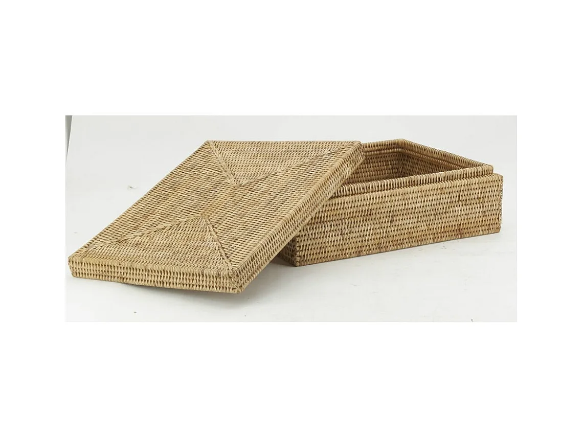 Coffret rectangulaire en rotin naturel