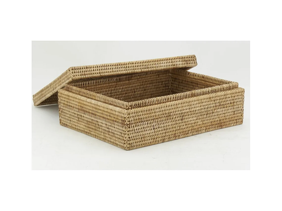Coffret rectangulaire en rotin naturel