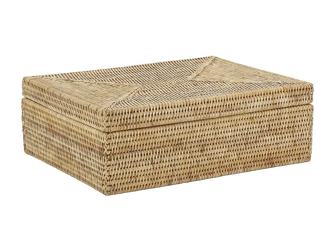 Coffret rectangulaire en rotin naturel