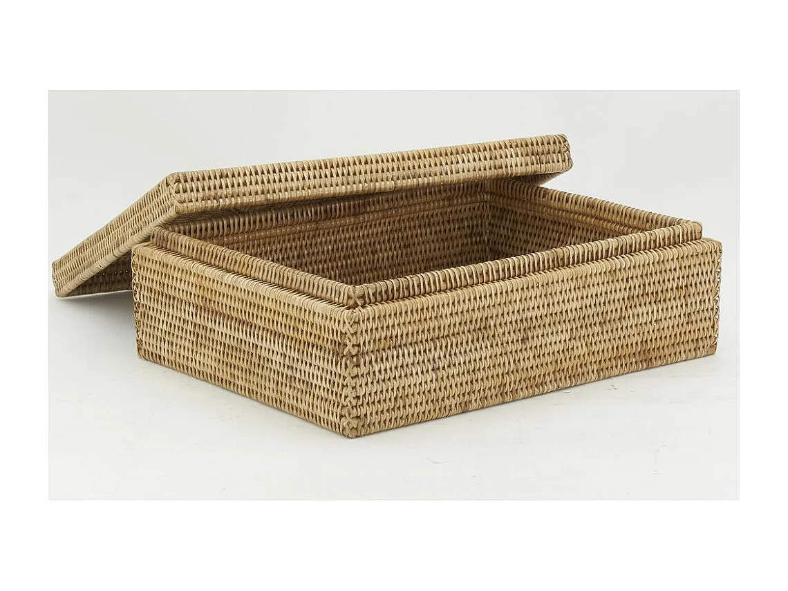 Coffret rectangulaire en rotin naturel