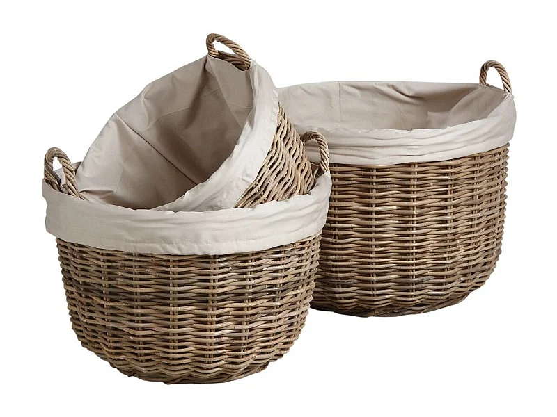 Corbeilles de rangement rondes en poelet gris (Lot de 3)