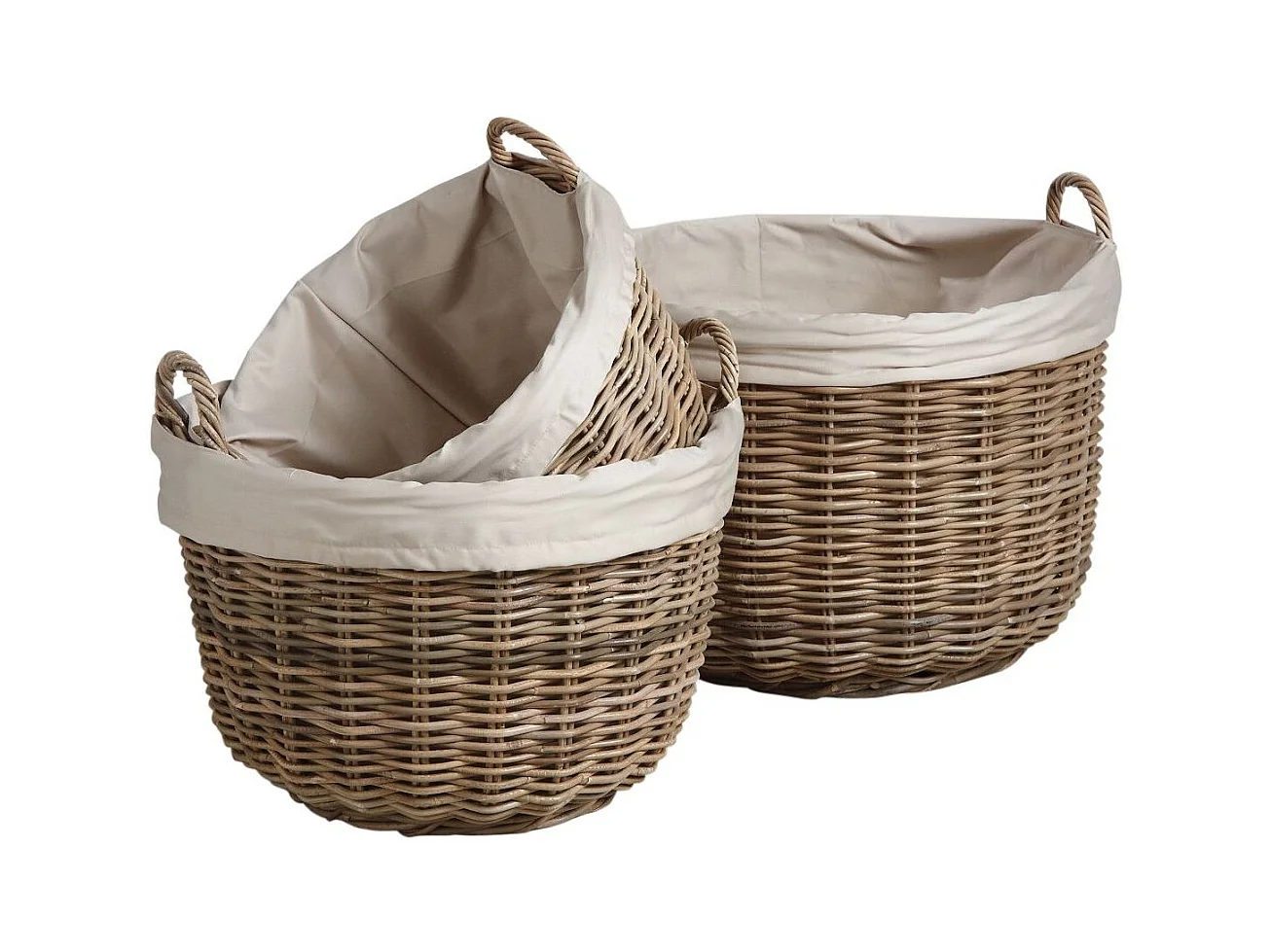 Corbeilles de rangement rondes en poelet gris (Lot de 3)