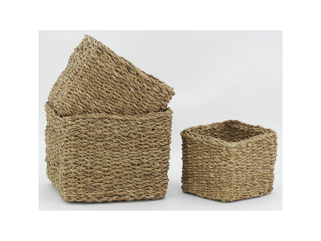 Série de 3 cache-pots en jonc naturel (Lot de 3)