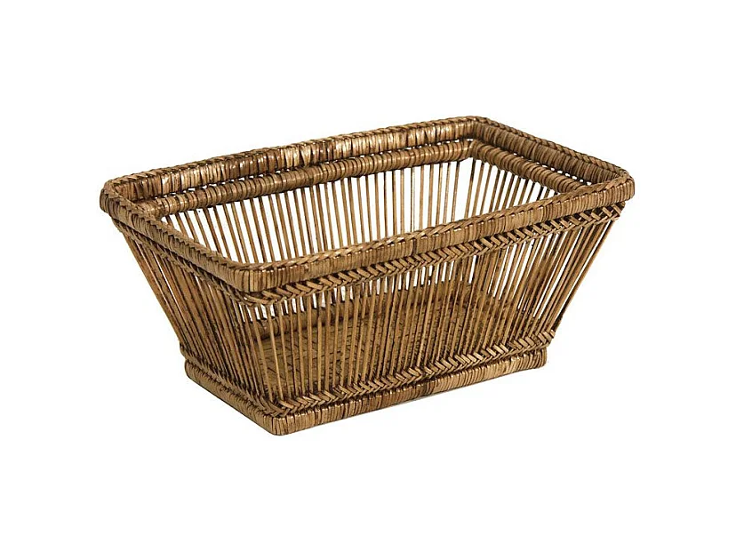 Corbeille rectangulaire en rotin antique ajouré
