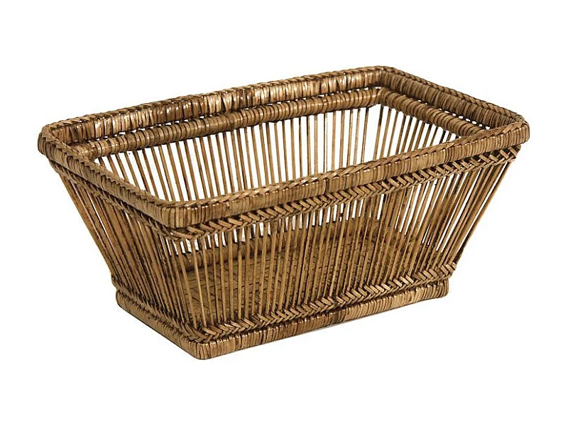 Corbeille rectangulaire en rotin antique ajouré