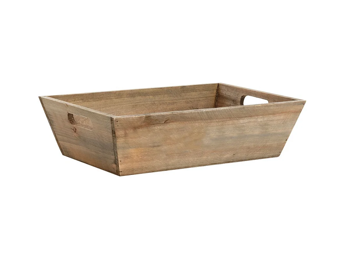 Corbeille en bois teinté avec poignée