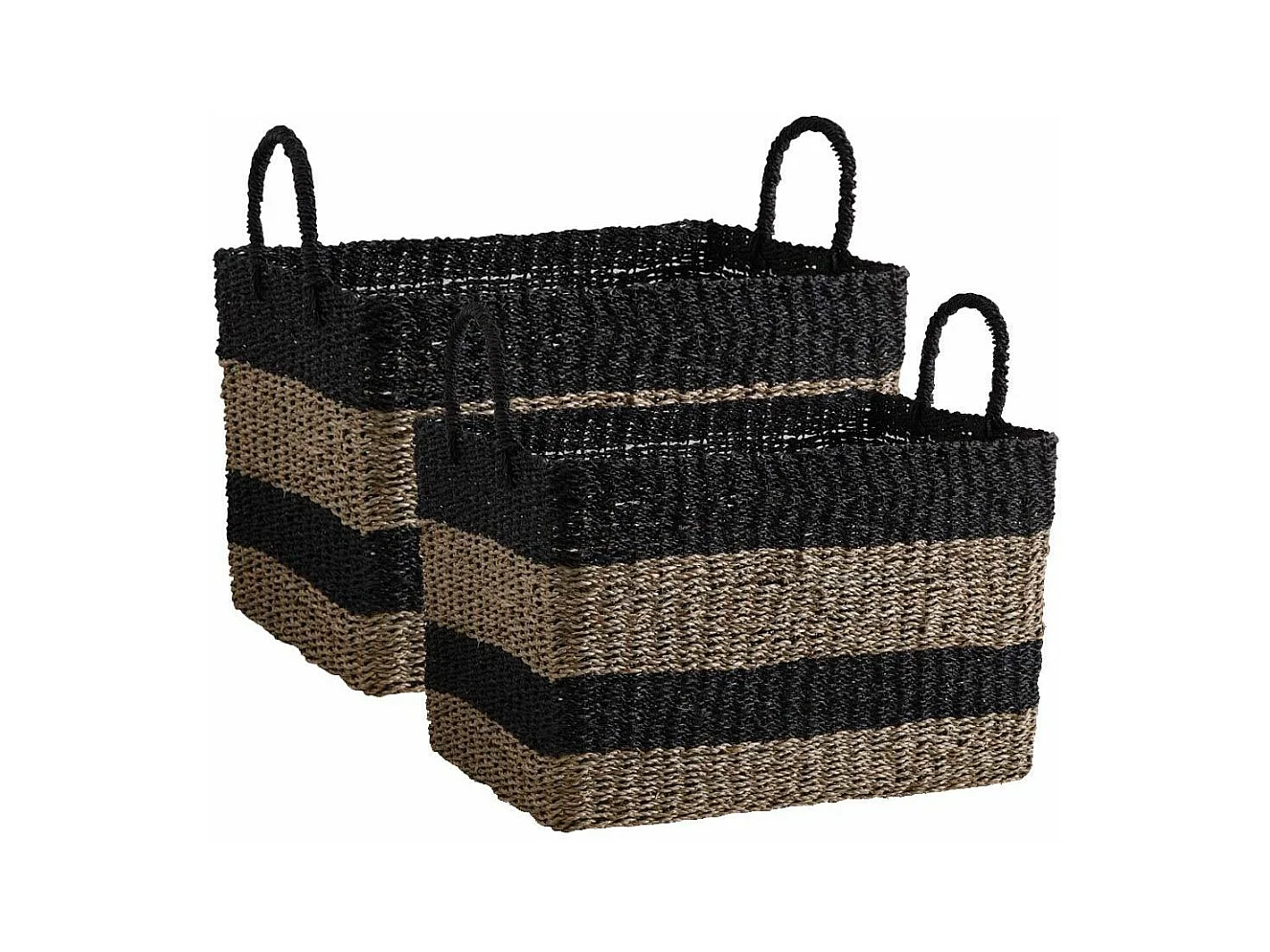 Corbeille de rangement en jonc et corde (Lot de 2)