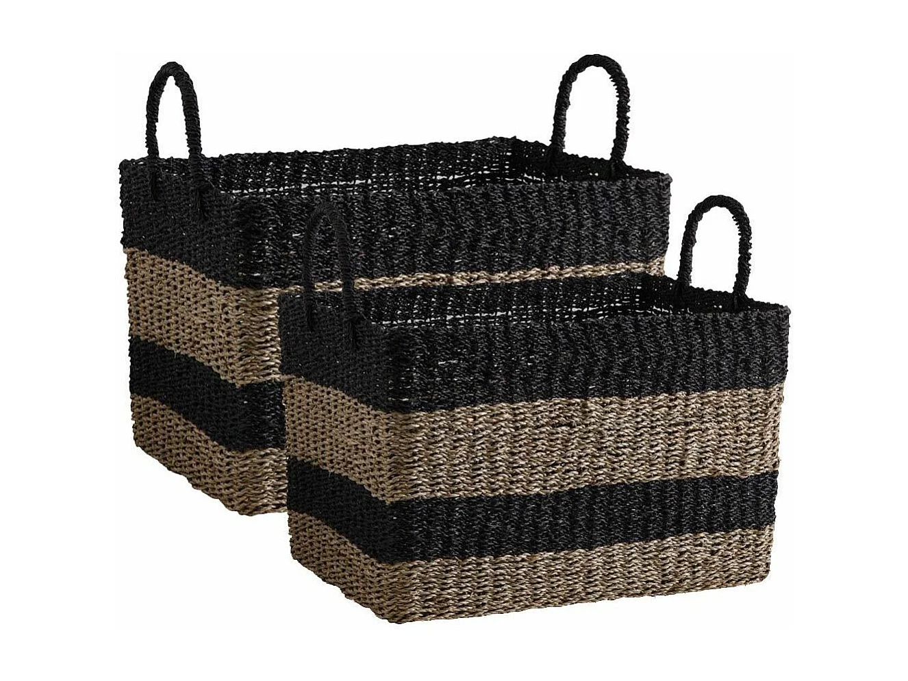 Corbeille de rangement en jonc et corde (Lot de 2)