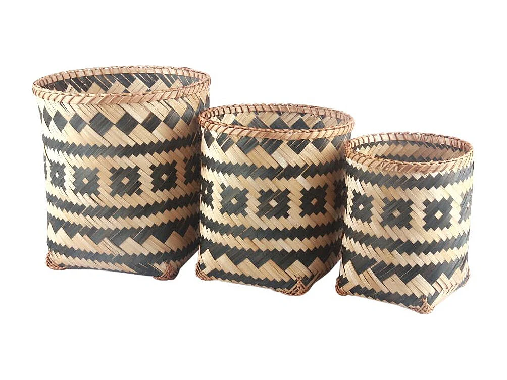 Corbeilles de rangement en bambou (Lot de 3)