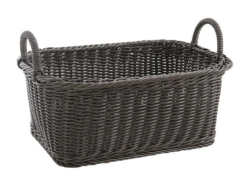 Corbeille de rangement en rotin synthétique avec anses – Rangement linge ou accessoires