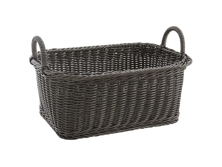 Corbeille de rangement en rotin synthétique avec anses – Rangement linge ou accessoires
