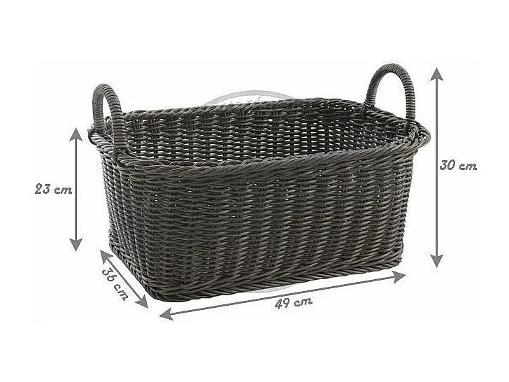 Corbeille de rangement en rotin synthétique avec anses – Rangement linge ou accessoires