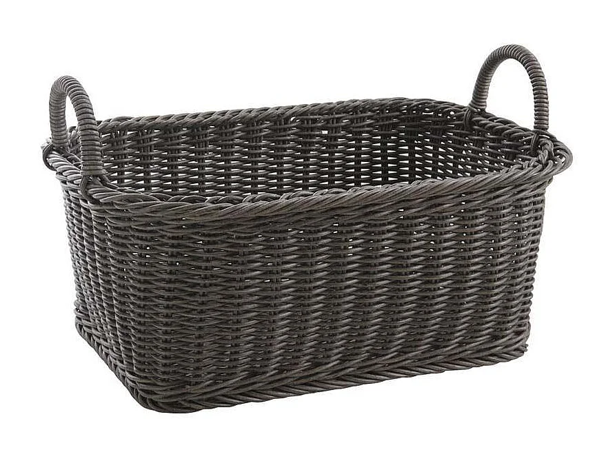 Corbeille de rangement en rotin synthétique avec anses – Rangement linge ou accessoires
