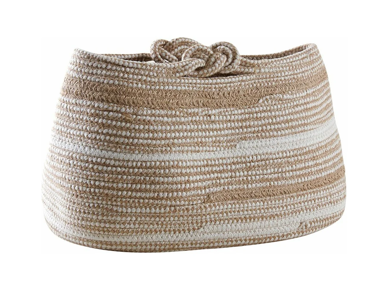 Corbeille de rangement coton beige et blanc
