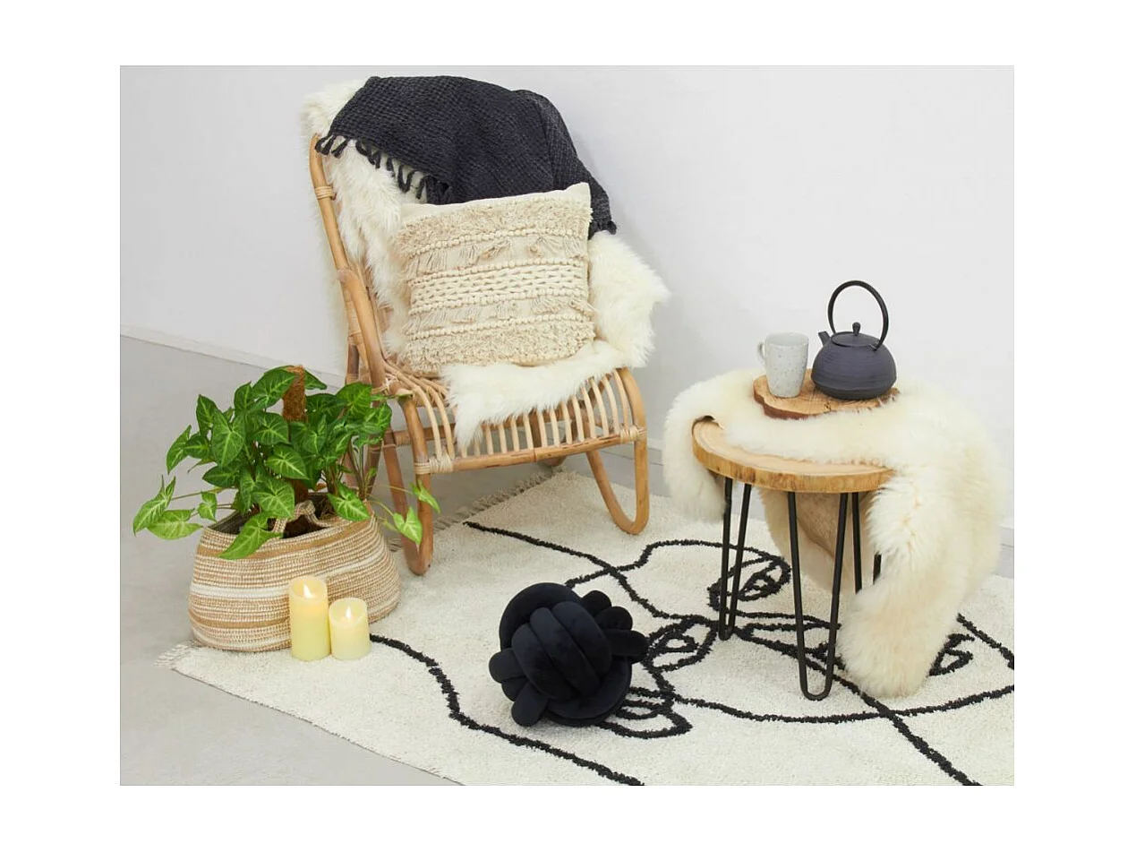 Corbeille de rangement coton beige et blanc