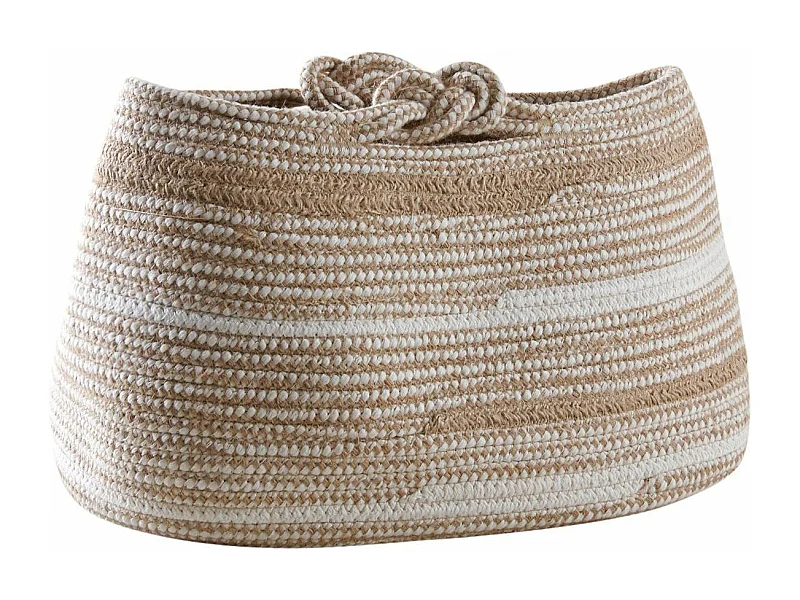 Corbeille de rangement coton beige et blanc