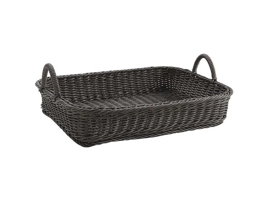 Manne en rotin synthétique gris foncé avec anses – Présentoir à pain ou viennoiseries
