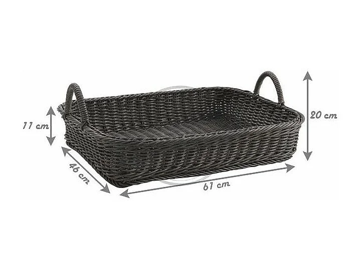 Manne en rotin synthétique gris foncé avec anses – Présentoir à pain ou viennoiseries