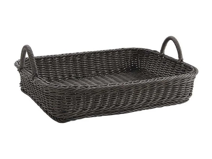 Manne en rotin synthétique gris foncé avec anses – Présentoir à pain ou viennoiseries