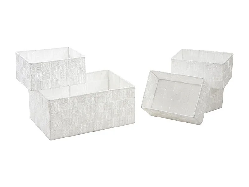 Corbeilles de rangement en nylon blanc (Lot de 5)